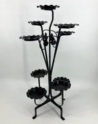 Antigo Maurizio Tempestini para Salterini Suporte de Planta Flor MCM Ferro Forjado Preto - Imagem 1 de 4