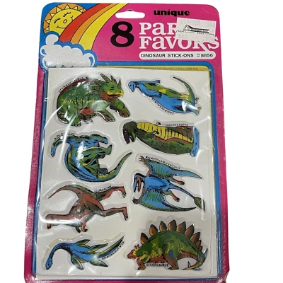 Винтажный уникальный вечеринки Favors динозавр наклейки 8856 наклейки 1985 новый РЕДКАЯ - Изображение 1 из 4