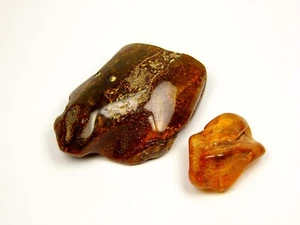 Lot of 2 Baltic Amber Stones 48gr. Brown Cognac Natural Genuine Polished 6732 - Picture 1 of 8