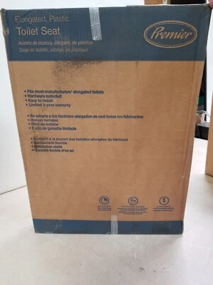 Asiento de inodoro de plástico alargado de cierre suave silencioso Premier Deluxe con tapa en blanco Foto 1 de 3