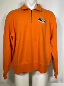 Roots Canada orange Viertelreißverschluss Kragen Langarm Sweatshirt Herren 2XL - Bild 1 von 12
