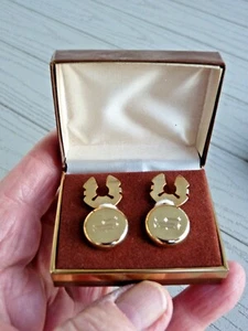 New Pair of "H" Initialed Gold Tone Button Covers With Box - Picture 1 of 4