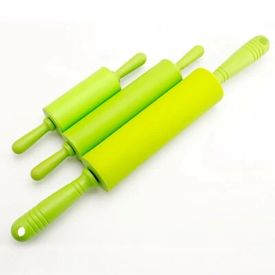 3PC(S+M+L) Rotatable Roller Non-stick Silicone Rolling Pin Kitchen Baking Tool - Image 1 of 4