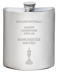 1st Division Football Champion Manchester United 1955 1956 6oz Pewter Hip Flask - Picture 1 of 5