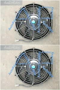 2pc 10'' 12V 10 inch 12 V 80W Thermo Radiator Cooling Fan & Mounting Kit CURVED - Picture 1 of 7