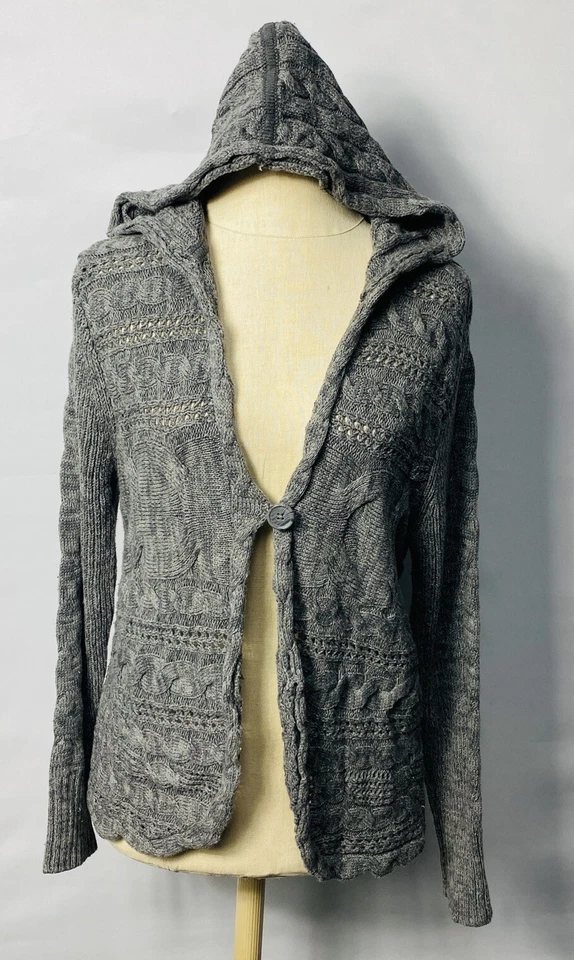 Sonoma Women Cable Knit Hooded Cardigan Size M Gray - Image 1 of 4