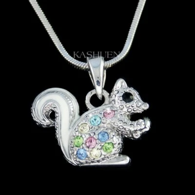 Carino Arcobaleno Scoiattolo Chipmunk IN Swarovski Cristallo Acron Animale - Immagine 1 di 2