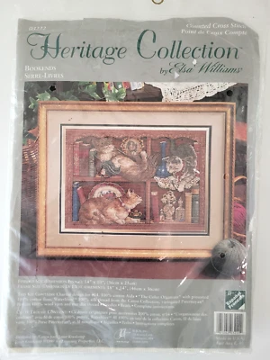 Colección Heritage "SUJETALIBROS" Elsa Williams Contado Punto de Cruz 03223 Gatos Foto 1 de 3