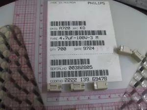 10 Condensatori elettrolitici alluminio 4,7 uf 100 v 20% SMD PHILIP lunga durata 139 LLC - Foto 1 di 4