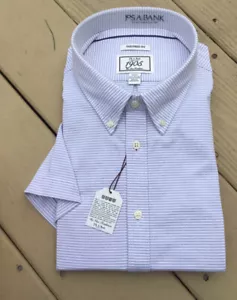 NEW Jos A Bank Men's 1905 Grey White Pinstripe Cotton Casual Shirt 2XL Tailored - Picture 1 of 4
