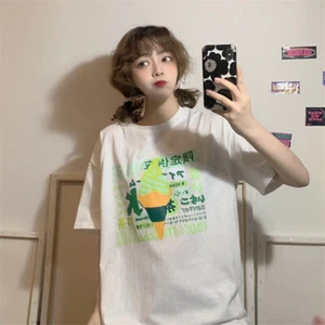 Japanese Preppy Style Girl Loose T-shirt Top Tee Short Sleeve Casual Kawaii Cute - Picture 1 of 10