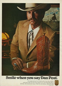 1982 Dan Post Cowboy Boots Men's 80's Fashion vintage Print AD Advertisement - Imagen 1 de 1
