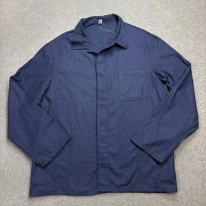 French Jacket Adult Large Blue VTG Herringbone Workwear Canvas Chore Men - Picture 1 of 8