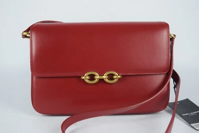 ¡NUEVO! Auténtico bolso bandolera de cuero YSL Saint Laurent Le Maillon ROJO Foto 1 de 4