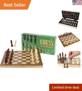 Artisan Wooden Chess Set - 15 x 15 Folding Board & Extra Queens | Travel Fun - Picture 1 of 10