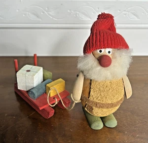 Vtg Ljungstroms Santa Sled w/ presents 6" Tomte Sweden Gnome Handmade Wooden - Picture 1 of 12