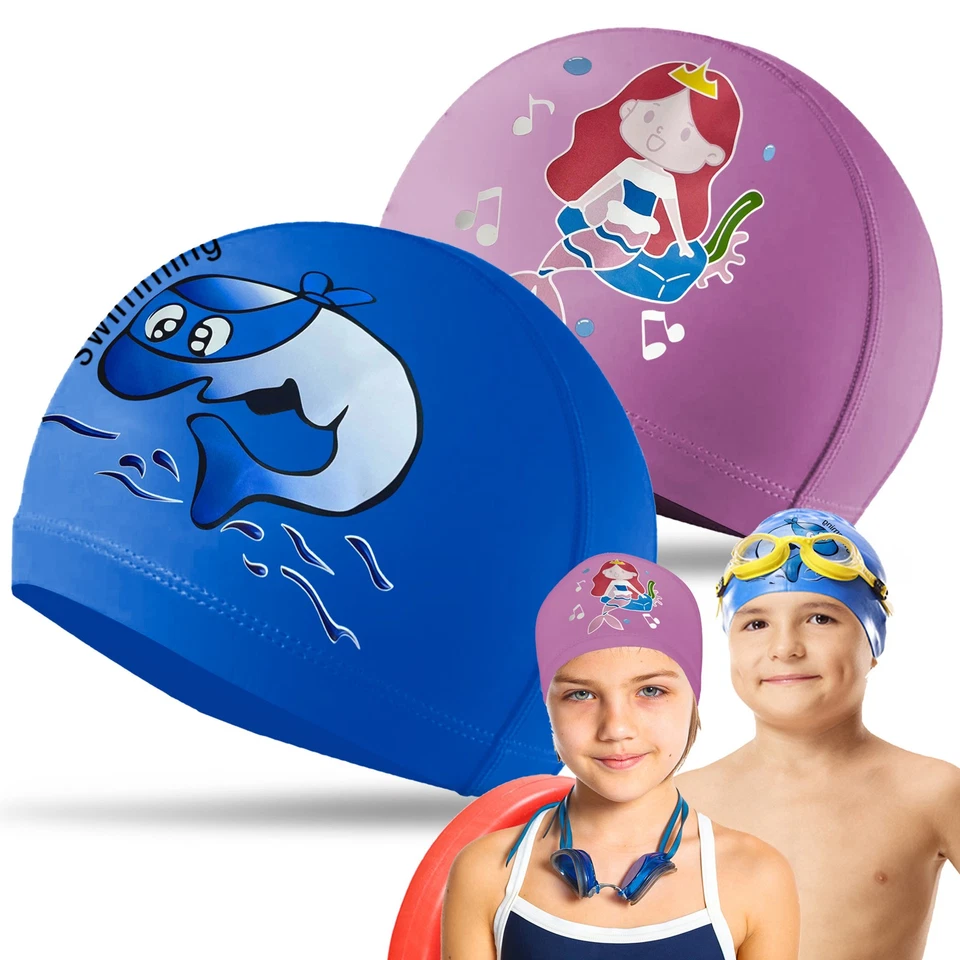 Kids Swimming Cap | Girls Boys Unisex Swim Pool Hat Waterproof Silicone Durable - Image 1 of 1