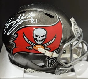 Minicasco de velocidad autografiado por Donnie Abraham 1996-2001 de los Tampa Bay Buccaneers certificado de autenticidad - Imagen 1 de 7