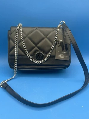 Новый из старых запасов Nine West женщины через плечо Дамская сумка выстеганная черная серебряная цепочка ремень вечер - Изображение 1 из 4