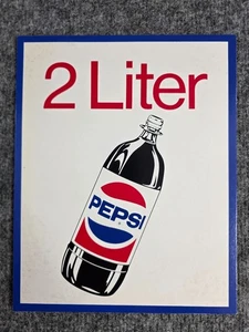 Vintage Pepsi 2 Liter Bottle Advertising Sign 8×10 Cardboard Display Panel - Picture 1 of 6