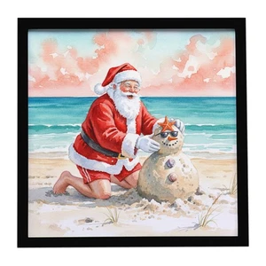 Caroline's Treasures Santa Claus Sand Muñeco de Nieve Navidad Marco Impresión FNT1252MFP88 - Imagen 1 de 4