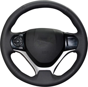 Loncky Carbon Fiber Schwarz Echtleder Lenkradbezug für Honda Civi... - Bild 1 von 6