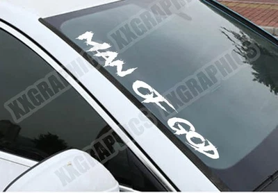 Man of God Vinyl Decal Sticker Windshield JDM Jesus Turbo Boost Car Truck SUV A - Image 1 of 3