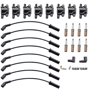 For Chevy GMC 4.8L 5.3L 6.0L 8.1L Square Ignition Coil & Spark Plug Wire Pack 8 - Picture 1 of 11