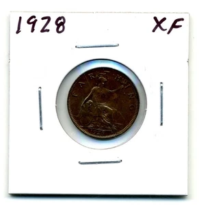 Great Britain. Farthing. 1928 Extra Fine brown and steel - Picture 1 of 2