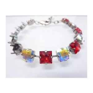 Armband Fassung für 8 mm Princess Square Swarovski Stein & Rivoli DIY Schmuck - Picture 1 of 14