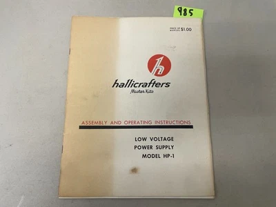 Hallicrafters RF Signal Generator HG-1 Assembly Operating Manual (original) - Image 1 of 4