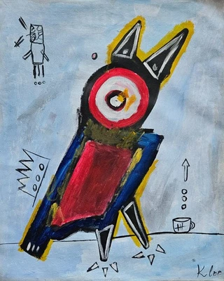 Pintura al óleo expresionista abstracta firmada por Paul Klee sobre lienzo - Arte moderno suizo Foto 1 de 4