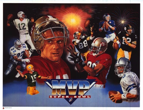 SPORTS POSTER~Super Bowl MVPs Collage Print Joe Montana Troy Aikman Namath Rice~ Cover
