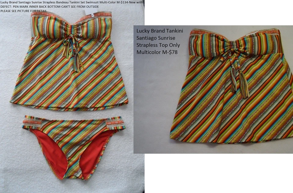 Lucky Brand Santiago Sunrise Strapless Bandeau Tankini Set or Tankini Top only - Image 1 of 1