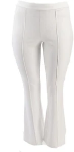 H Halston Ultra Knit Boot-Cut Pants Pintuck White 26W NWOT (561) - Picture 1 of 5