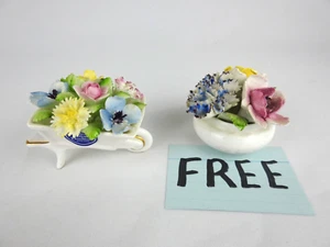 ⭐ Royal Doulton Bone China Flower Posy Bouquet Wheelbarrow + ONE FREE - Picture 1 of 12