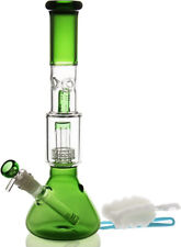 14MM - 13.4 INCH GREEN LARGE GLASS BONG - Mini Water Pipe Bubbler Shisha Hookah