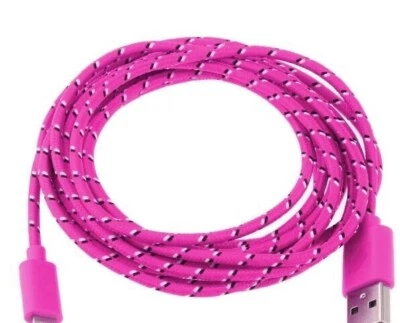 6FT ROUND BRAIDED data charger cable FOR MICRO-C TYPE REVERSIBLE PIN phones - Image 1 of 4