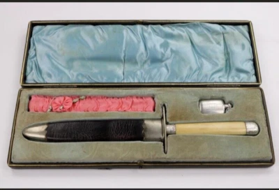 Prostitutes Bowie Knife Dagger + Perfume Bottle (Tiffany & Co) Silver Mounts - Image 1 of 4