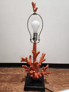 MCM Vintage Orange Faux Coral/Abstract Table Lamp, NICE! - Picture 1 of 16
