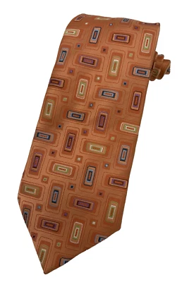 Orange 100% Silk Necktie Steve Harvey Collection Designer Geometric Long 62" GUC - Image 1 of 4