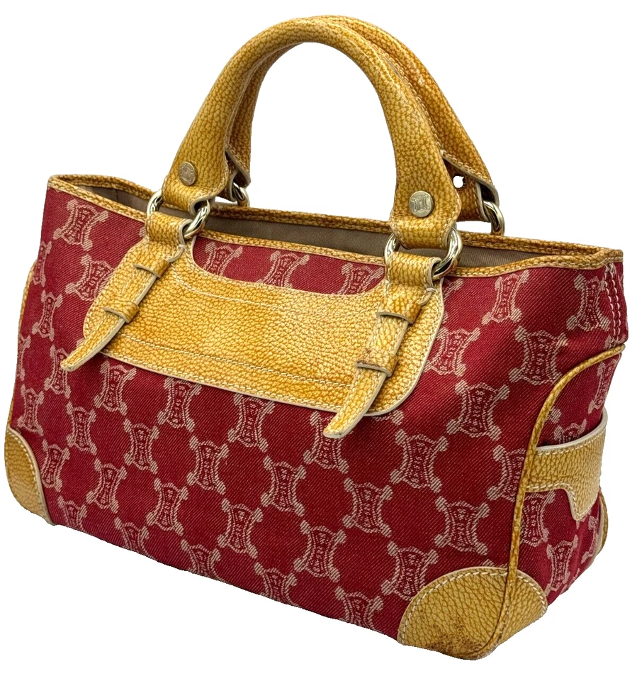 CELINE Paris Macadam Boogie Bag Handbag Red Denim Leather Authentic "Excellent" - Image 1 of 4