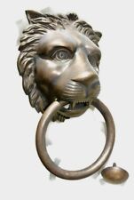 HUGE stunning LION solid Brass heavy Door Knocker 12" unusual ring PULL B