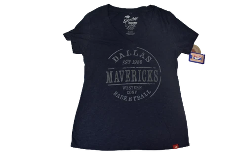 Sportiqe Womens NBA Dallas Mavericks Basketball Navy Heather V-Neck Shirt NWT XL Cover