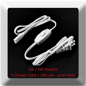 6 x Power Cord With On/Off switch for T Light Model UV Light 58in/4.83ft/180cm - Picture 1 of 1