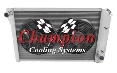 RS 2 Row 1" Radiator W/ 2 12" Fans for 1977 - 1982 Chevrolet Corvette V8 Eng - Image 1 of 4