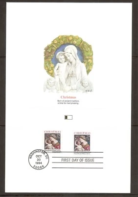 US SC # 2871-a, 2872-a, 2873-2874 Christmas 94 FDC. Fleetwood Proofcard Edition. - Image 1 of 4