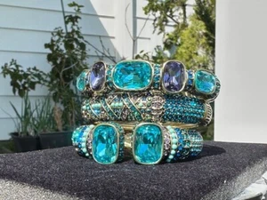 NWT Heidi Daus Triple Play Hinged Cuff Bangle Bracelets Set Of 3 Fashion Jewelry - Picture 1 of 8