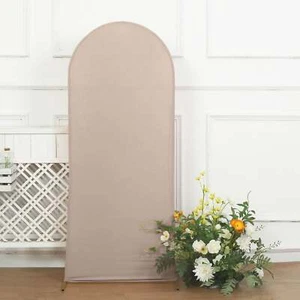 5 ft NUDE Matte Fitted Spandex Round Top Arch Backdrop STAND COVER Party - Picture 1 of 8