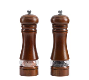 2-Pack Cooking Salt Pepper Grinder/Mill Set Wood Visible Adjustable Coarseness